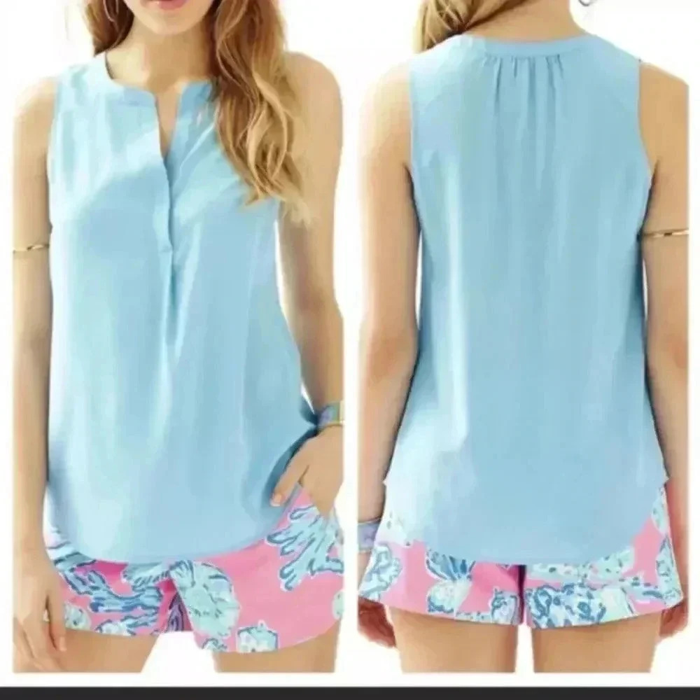 Lilly Pulitzer Stacey top Seaspray Blue Size Xs